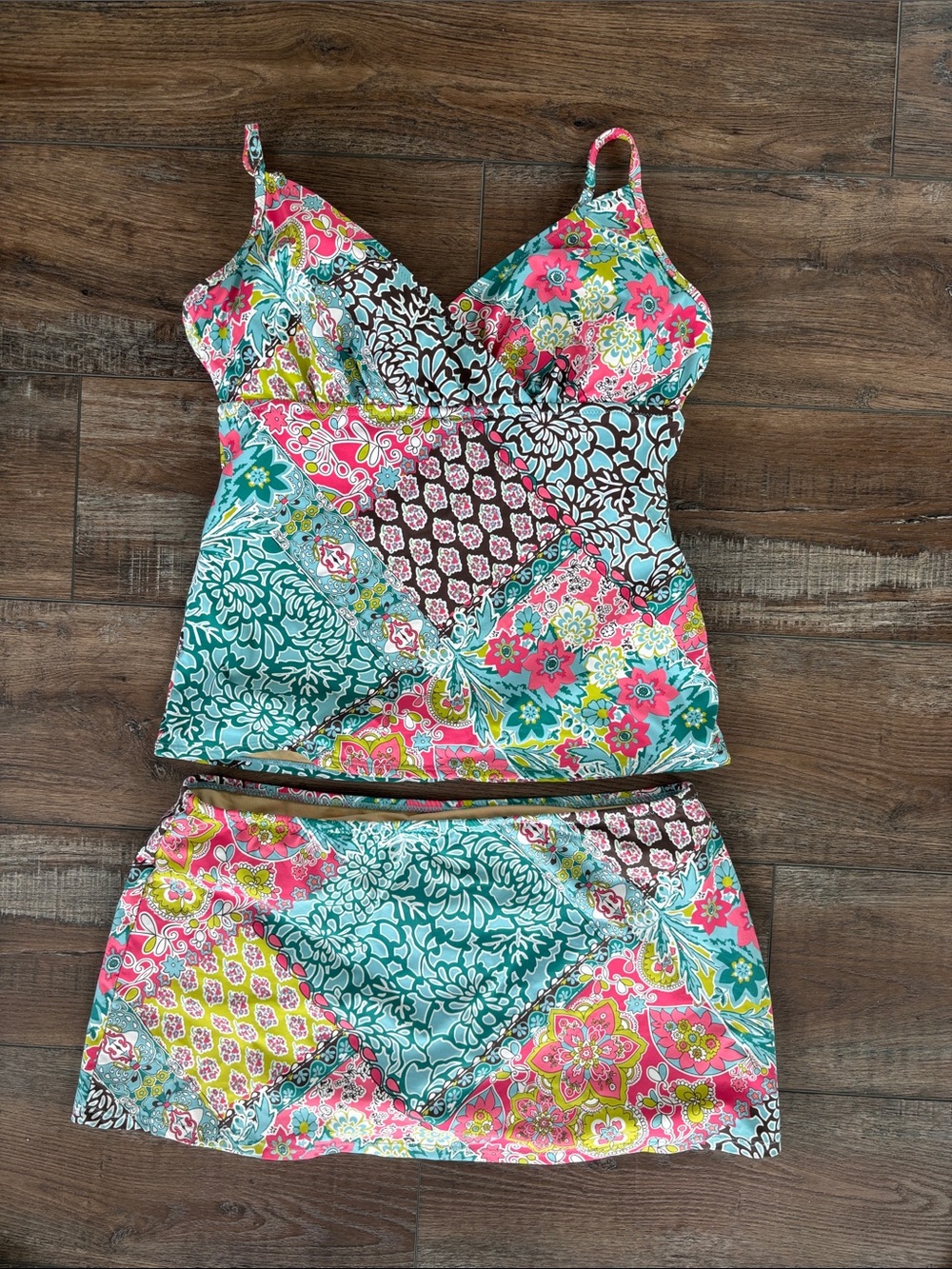 Garnet Hill Tankini with Teal and Aqua Trim